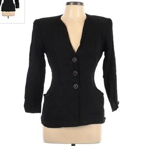 Vintage Suitables Black Blazer Women's Size 10 USA Made Shoulder Pads 80's EUC